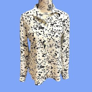 Ann Taylor Loft semi sheer patterned blouse XS